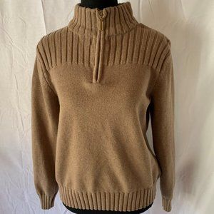 Karen Scott 1/4 Zip Up Women's Sweater Small Tan